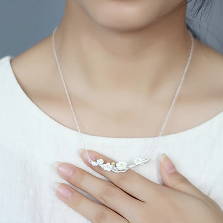 Naszyjnik ochronny Buddha Stones 925 ze srebra próby 925 z wisiorkiem w kształcie śliwki - image 5