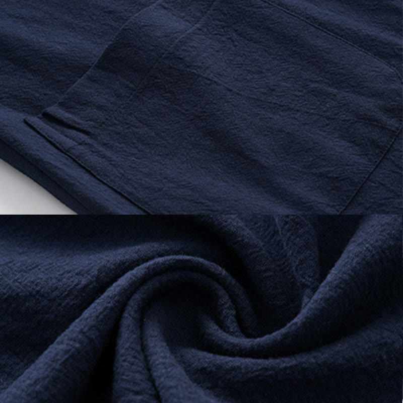 Koszula z długim rękawem i guzikiem w kształcie żaby z Buddha Stones, spodnie męskie, garnitur - image 12