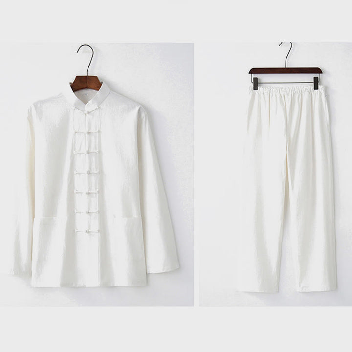 Koszula z długim rękawem i guzikiem w kształcie żaby z Buddha Stones, spodnie męskie, garnitur - image 22