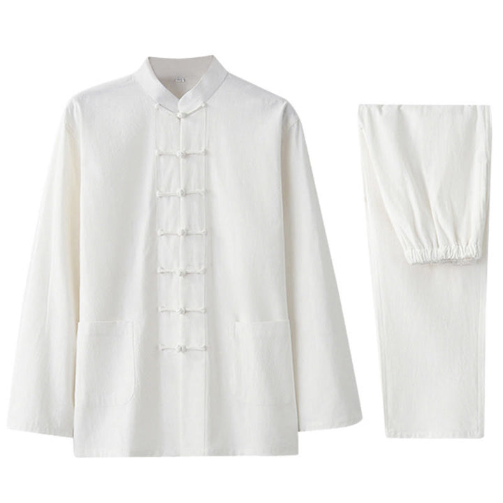 Koszula z długim rękawem i guzikiem w kształcie żaby z Buddha Stones, spodnie męskie, garnitur - image 31