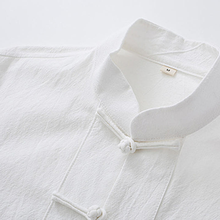 Buddha Stones Medytacja Żaba-Guzik Tang Długi Rękaw Koszula Spodnie Męski Garnitur - image 5