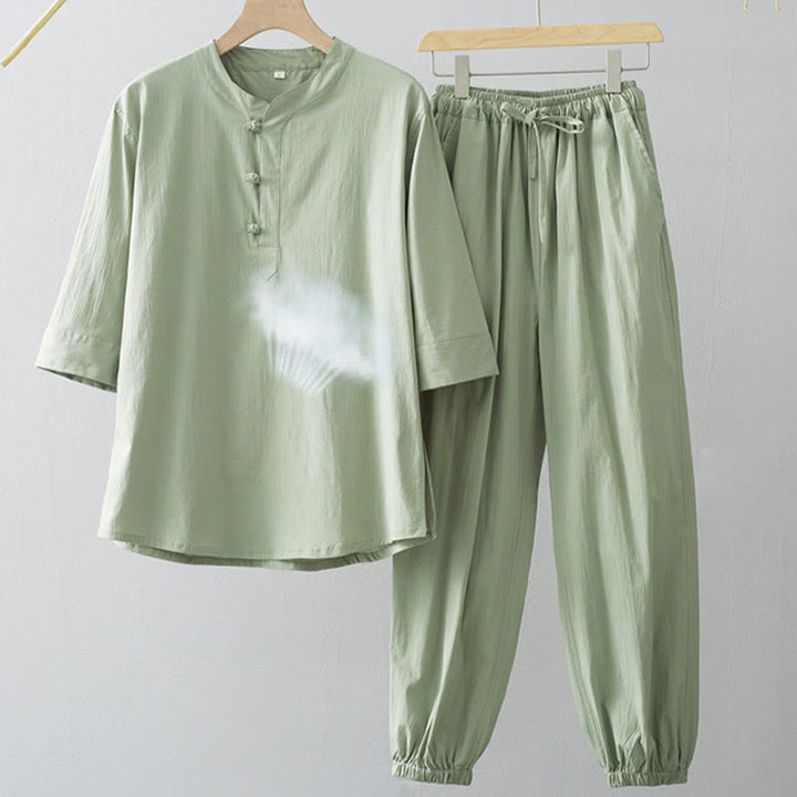 Koszula z trzema czwartymi rękawami i żabą z Buddha Stones, spodnie, garnitur męski - image 8