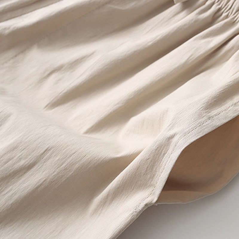 Buddha Stones Tang Żaba-Guzik Koszula z Rękawem Trzy Czwartym Szerokie Spodnie Bawełniano-Lenowy Garnitur Męski - image 15