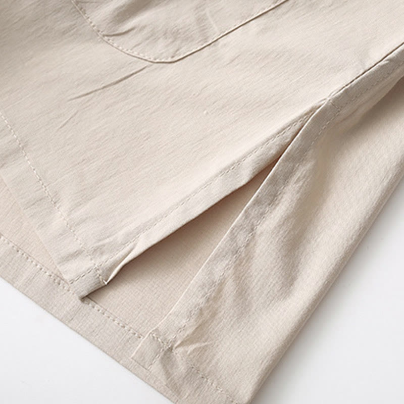 Buddha Stones Tang Żaba-Guzik Koszula z Rękawem Trzy Czwartym Szerokie Spodnie Bawełniano-Lenowy Garnitur Męski - image 13