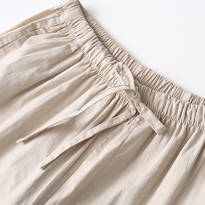 Buddha Stones Tang Żaba-Guzik Koszula z Rękawem Trzy Czwartym Szerokie Spodnie Bawełniano-Lenowy Garnitur Męski - image 14