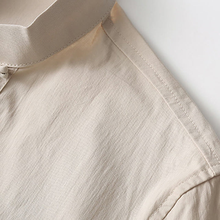 Buddha Stones Tang Żaba-Guzik Koszula z Rękawem Trzy Czwartym Szerokie Spodnie Bawełniano-Lenowy Garnitur Męski - image 10