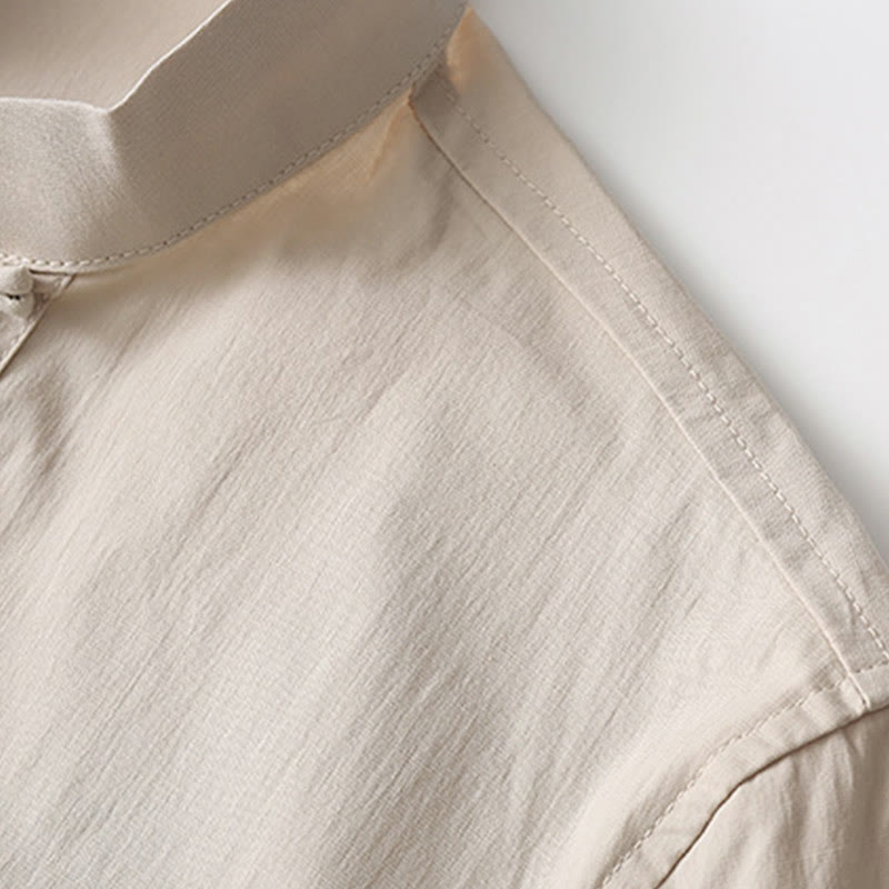 Buddha Stones Tang Żaba-Guzik Koszula z Rękawem Trzy Czwartym Szerokie Spodnie Bawełniano-Lenowy Garnitur Męski - image 10