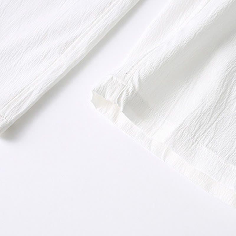 Koszula z krótkim rękawem i szerokimi nogawkami z Buddha Stones Tang, guziki, męski garnitur - image 15