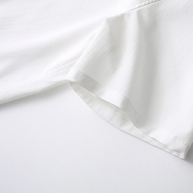 Koszula z krótkim rękawem i szerokimi nogawkami z Buddha Stones Tang, guziki, męski garnitur - image 13