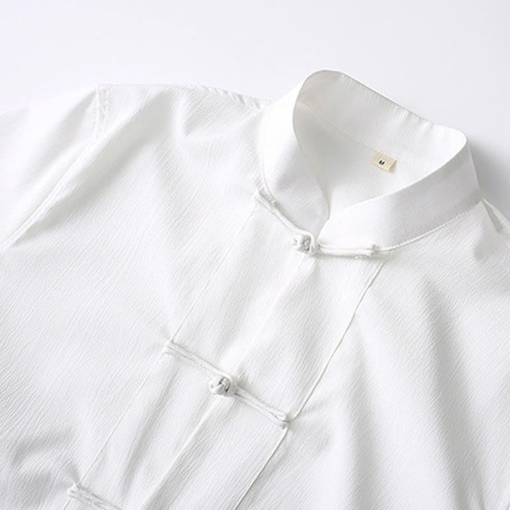 Koszula z krótkim rękawem i szerokimi nogawkami z Buddha Stones Tang, guziki, męski garnitur - image 8