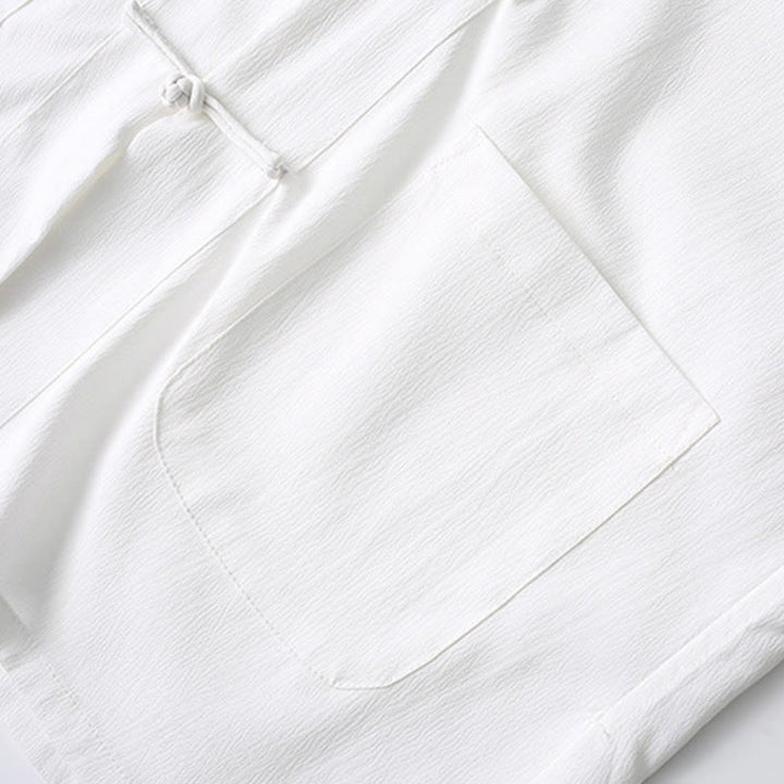 Koszula z krótkim rękawem i szerokimi nogawkami z Buddha Stones Tang, guziki, męski garnitur - image 10