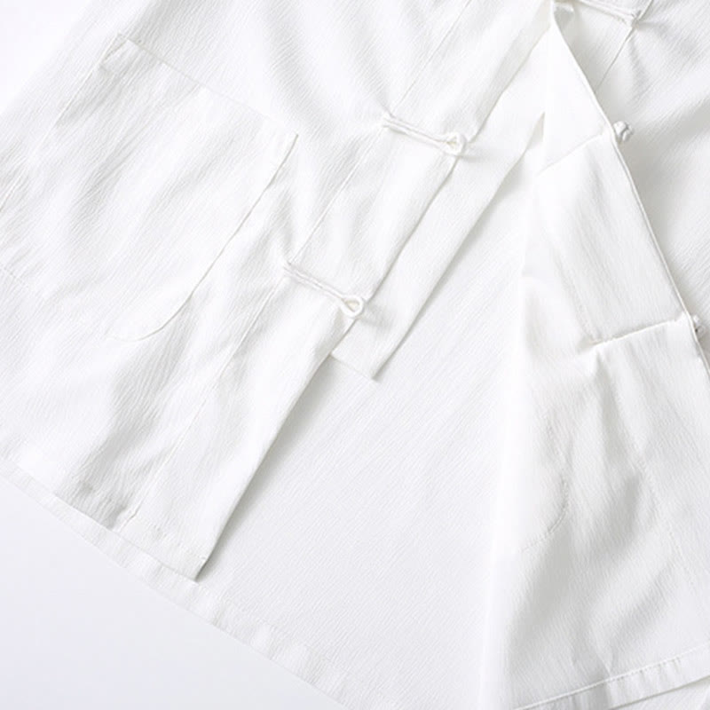 Koszula z krótkim rękawem i szerokimi nogawkami z Buddha Stones Tang, guziki, męski garnitur - image 12