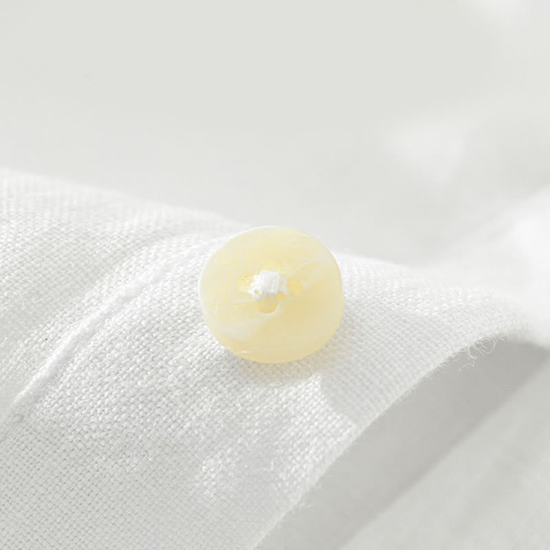 Koszula męska z długim rękawem i guzikami w jednolitym kolorze z motywem Buddha Stones, lniana - image 4