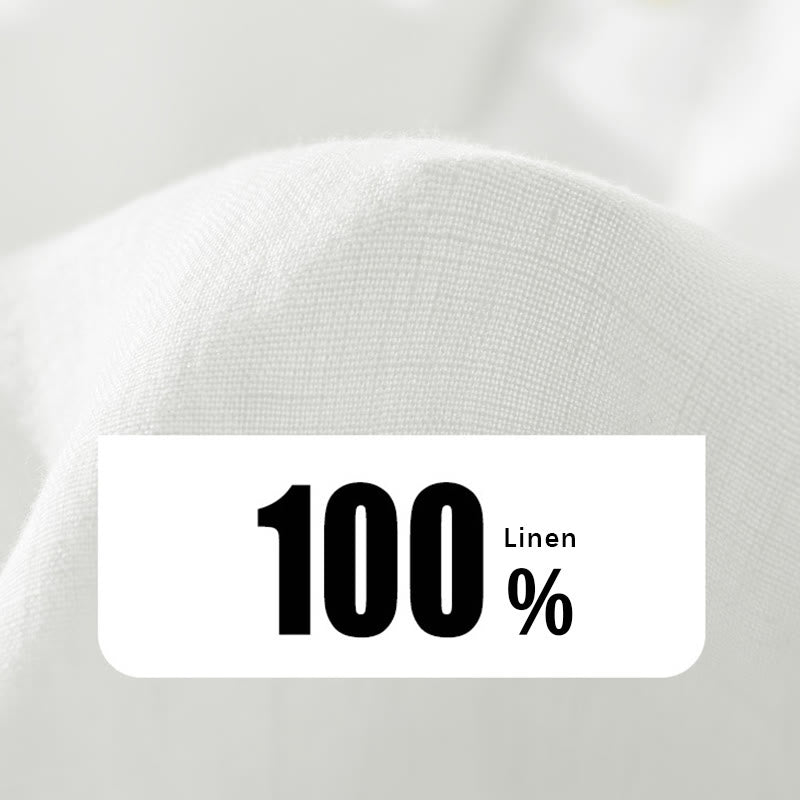 Koszula męska z długim rękawem i guzikami w jednolitym kolorze z motywem Buddha Stones, lniana - image 6