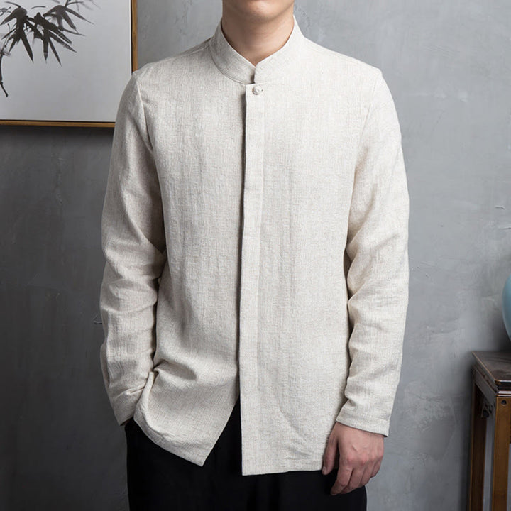 Buddha Stones Jednokolorowa chińska kurtka Tang Suit Men Clothing - Bielizna - US/UK/AU42，EU52 (4XL) - image 0