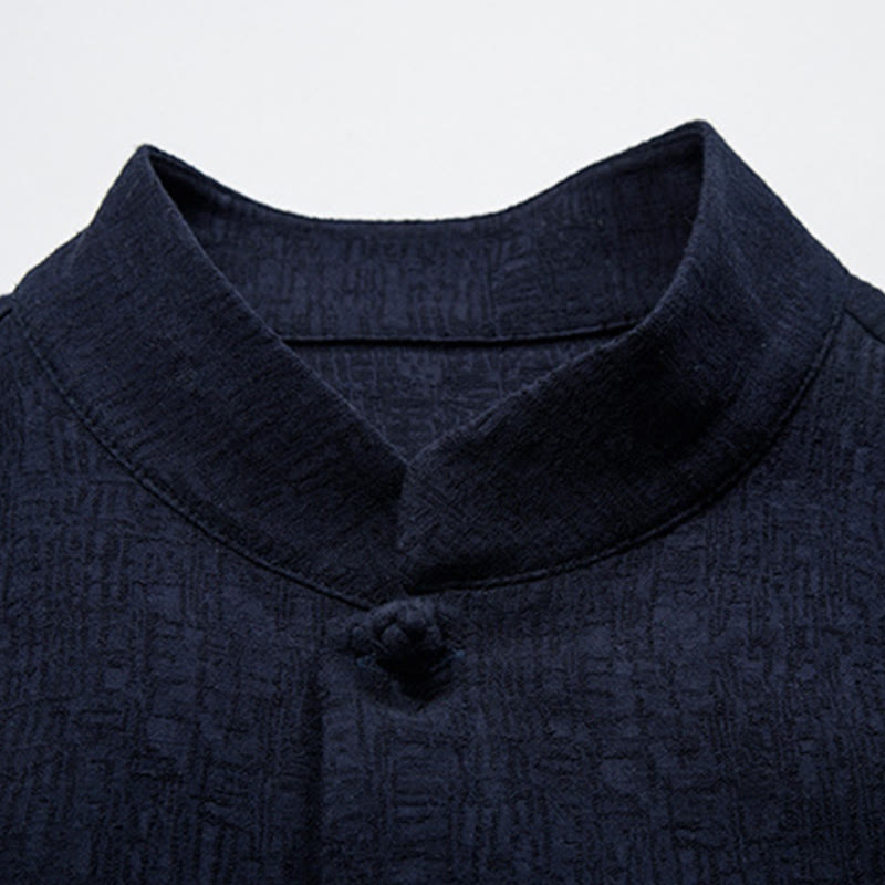 Buddha Stones Jednokolorowa chińska kurtka Tang Suit Men Clothing - image 16