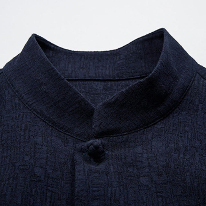 Buddha Stones Jednokolorowa chińska kurtka Tang Suit Men Clothing - image 16