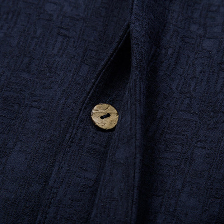 Buddha Stones Jednokolorowa chińska kurtka Tang Suit Men Clothing - image 20