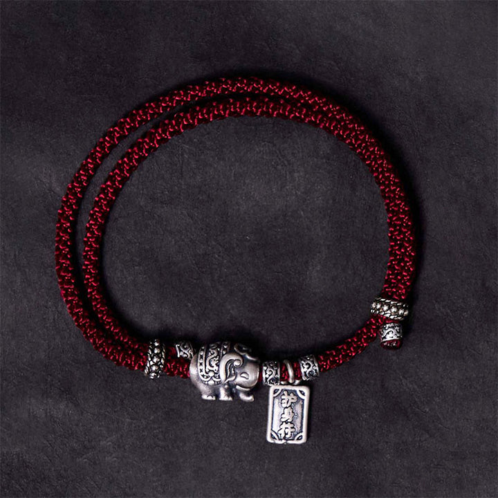 Buddha Stones 925 Srebro Sterling Słonia Bezpieczny i Dobrze Amulet Charm Bransoletka Siła