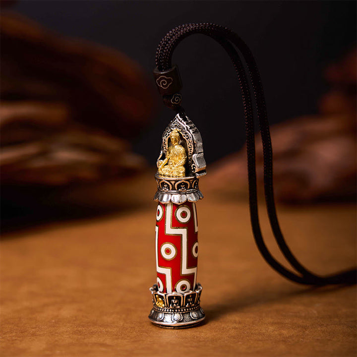 Buddha Stones Tybetański Medycyna Budda Dziewięciooki Dzi Koralik Ochrona Naszyjnik Wisiorek