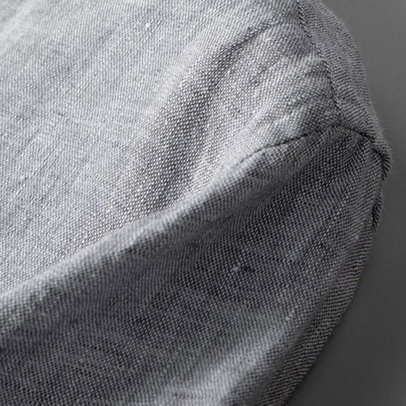 Koszula z długim rękawem i guzikami w jednolitym kolorze z Buddha Stones, lniana, męska, odzież - image 8