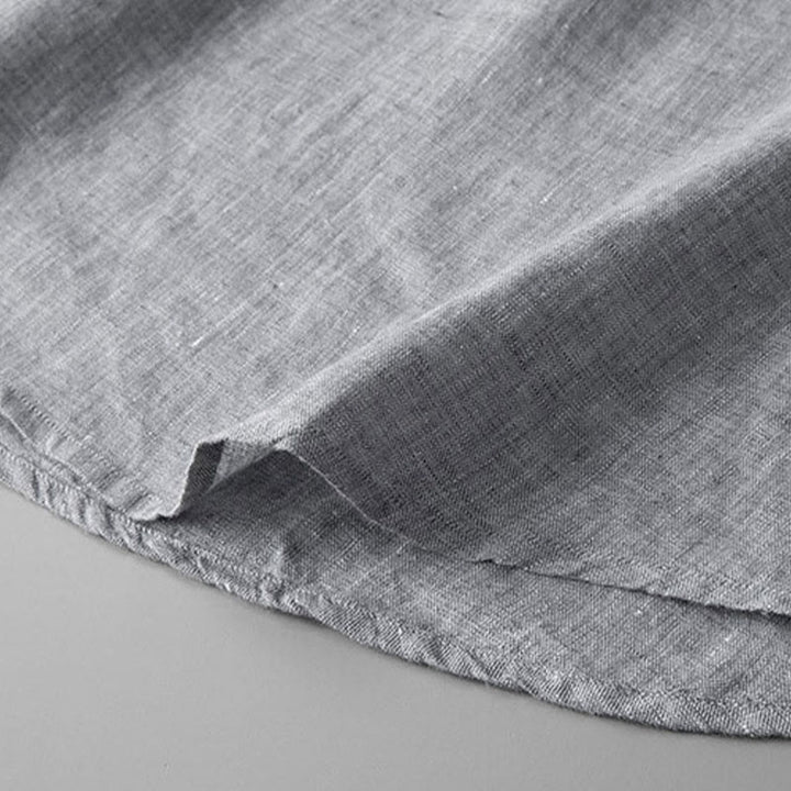 Koszula z długim rękawem i guzikami w jednolitym kolorze z Buddha Stones, lniana, męska, odzież - image 10