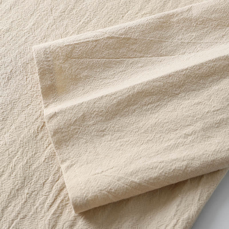 Koszula z długim rękawem i guzikami w jednolitym kolorze z Buddha Stones, bawełniana, lniana, męska - image 8