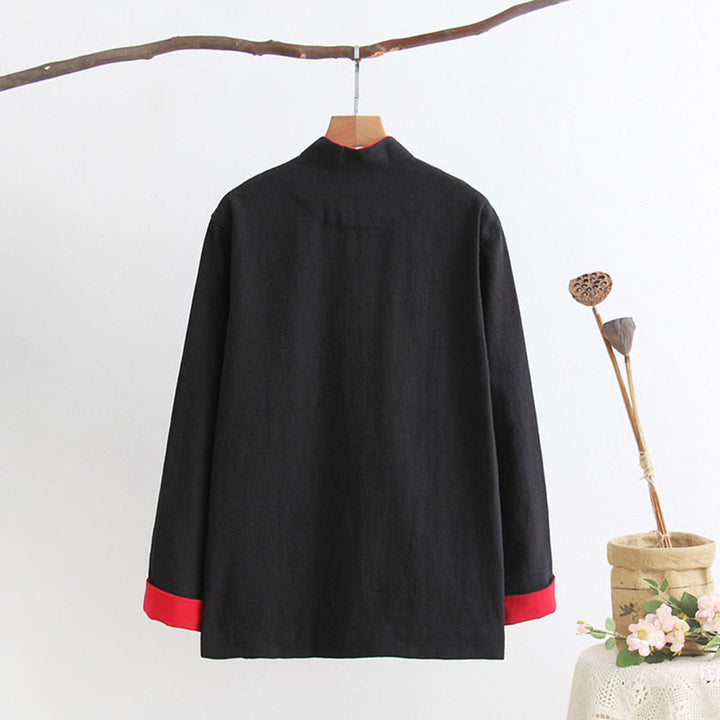 Koszula z długim rękawem Buddha Stones Tang Frog-Button Cotton Linen Men's Clothing - image 13