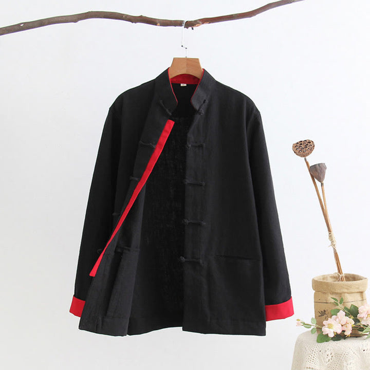 Koszula z długim rękawem Buddha Stones Tang Frog-Button Cotton Linen Men's Clothing - image 14