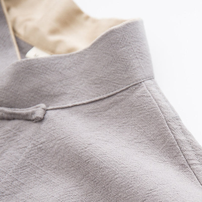 Koszula z długim rękawem Buddha Stones Tang Frog-Button Cotton Linen Men's Clothing - image 21