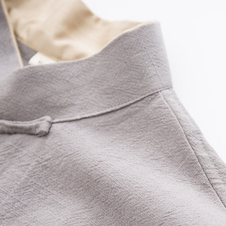Koszula z długim rękawem Buddha Stones Tang Frog-Button Cotton Linen Men's Clothing - image 21