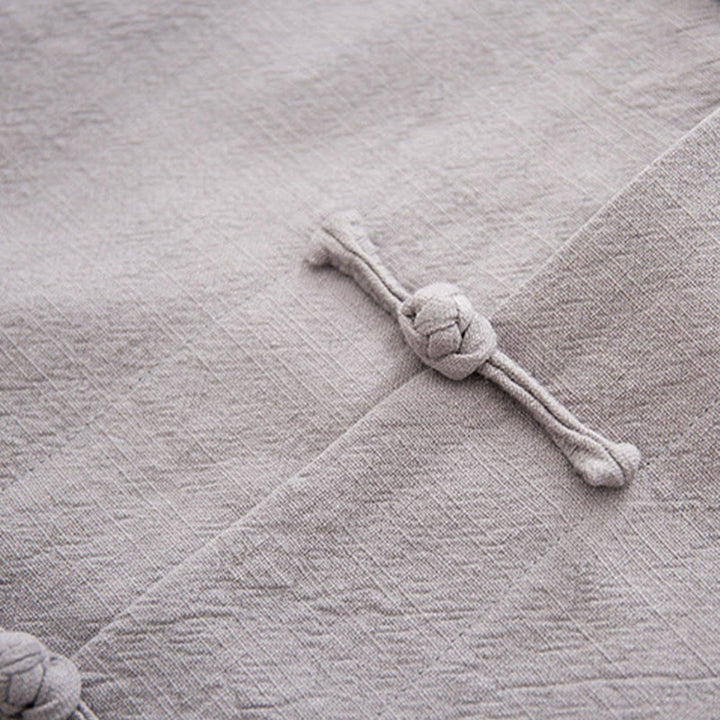 Koszula z długim rękawem Buddha Stones Tang Frog-Button Cotton Linen Men's Clothing - image 24