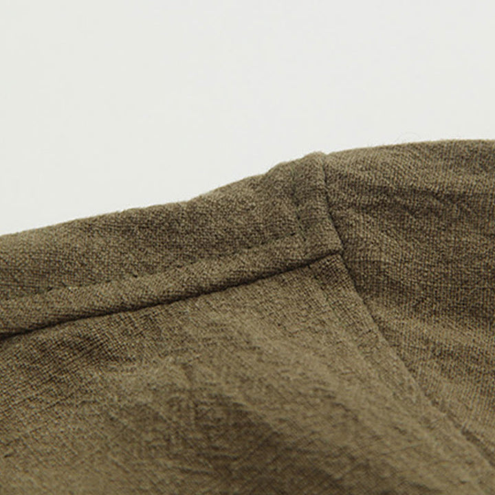 Koszula z długim rękawem Buddha Stones Tang Frog-Button Cotton Linen Men's Clothing - image 20