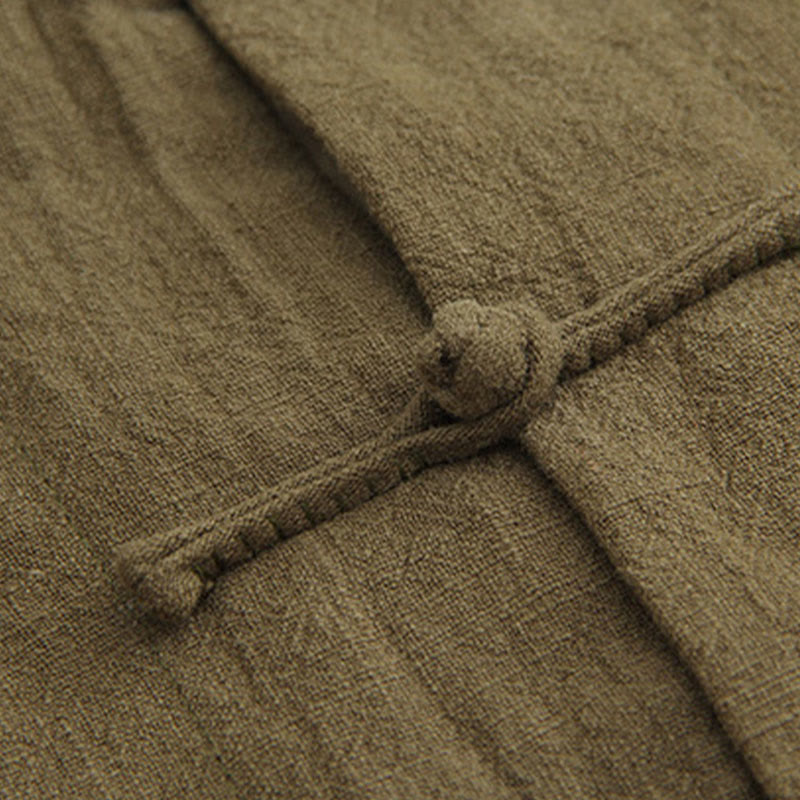 Koszula z długim rękawem Buddha Stones Tang Frog-Button Cotton Linen Men's Clothing - image 16