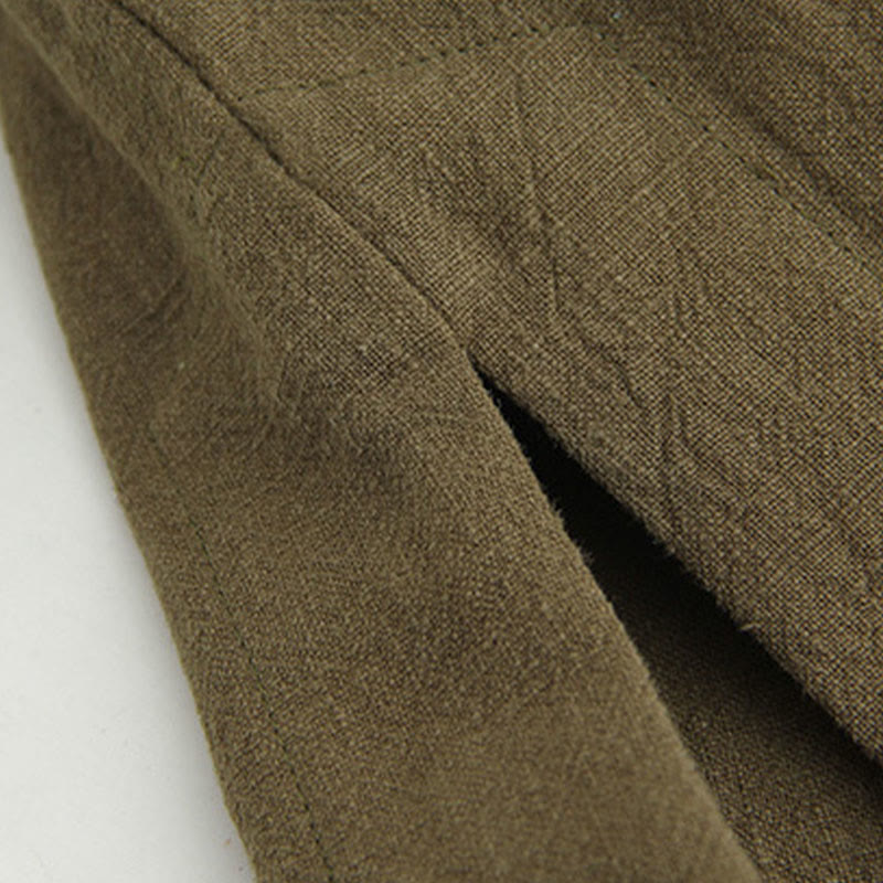 Koszula z długim rękawem Buddha Stones Tang Frog-Button Cotton Linen Men's Clothing - image 17