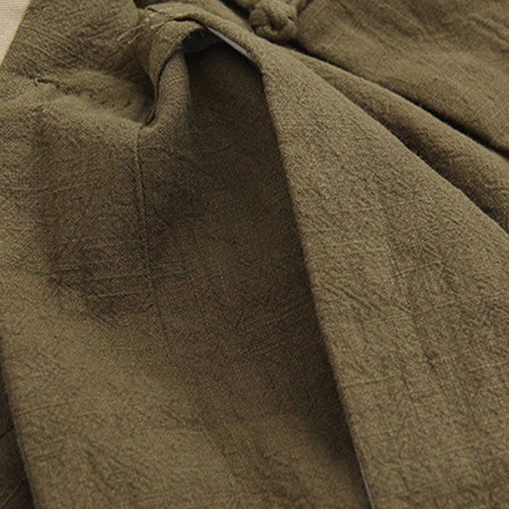 Koszula z długim rękawem Buddha Stones Tang Frog-Button Cotton Linen Men's Clothing - image 18