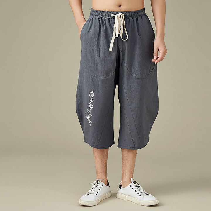 Spodnie męskie Buddha Stones Casual Solid Color z prostymi nogawkami i kieszeniami Leisure Cotton Men's Pants - Szary - US/UK/AU54， EU64 (9XL) - image 3