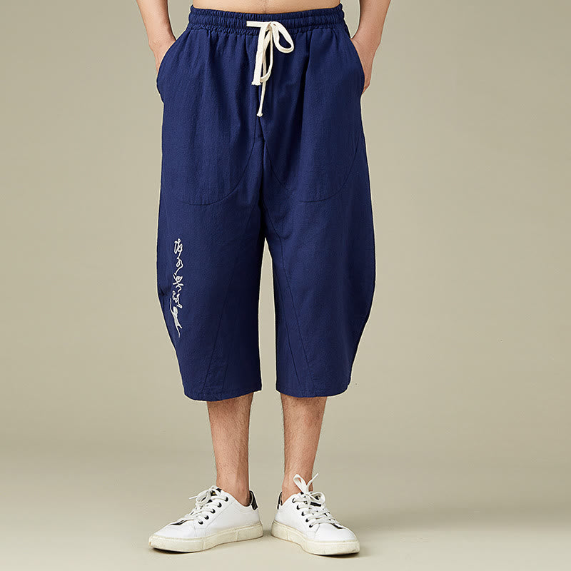 Spodnie męskie Buddha Stones Casual Solid Color z prostymi nogawkami i kieszeniami Leisure Cotton Men's Pants - Ciemnoniebieski - US/UK/AU54， EU64 (9XL) - image 11