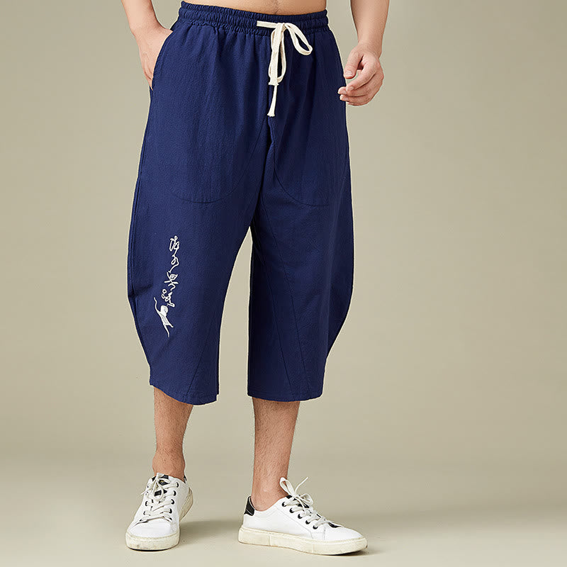 Spodnie męskie Buddha Stones Casual Solid Color z prostymi nogawkami i kieszeniami Leisure Cotton Men's Pants - image 12