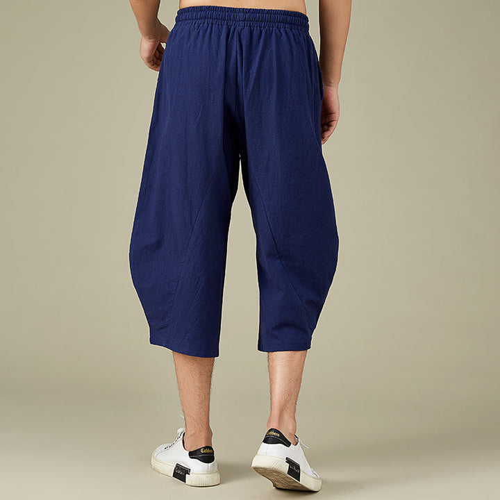 Spodnie męskie Buddha Stones Casual Solid Color z prostymi nogawkami i kieszeniami Leisure Cotton Men's Pants - image 14