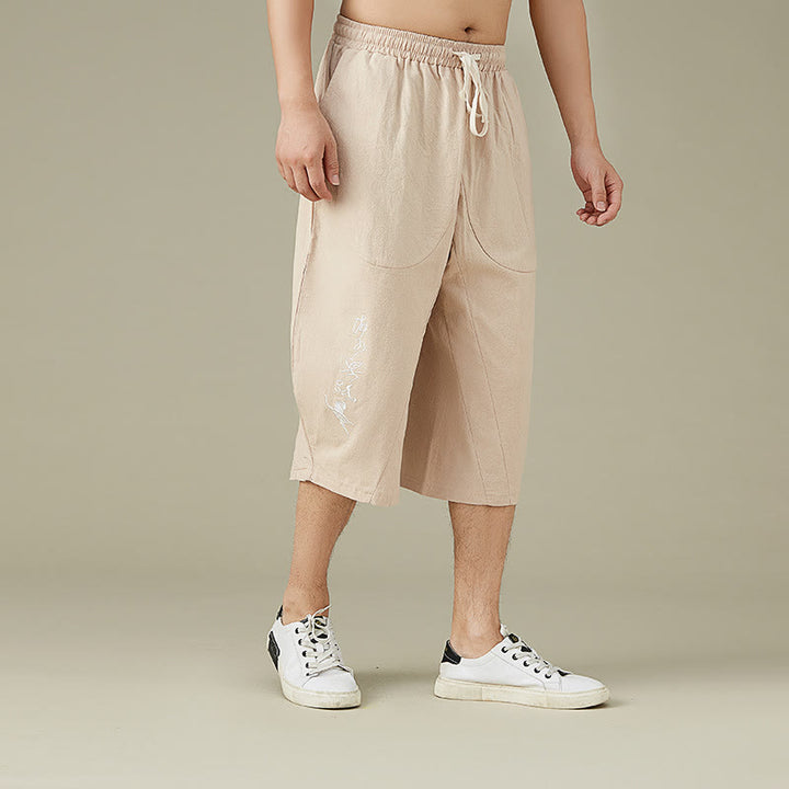 Spodnie męskie Buddha Stones Casual Solid Color z prostymi nogawkami i kieszeniami Leisure Cotton Men's Pants - image 9