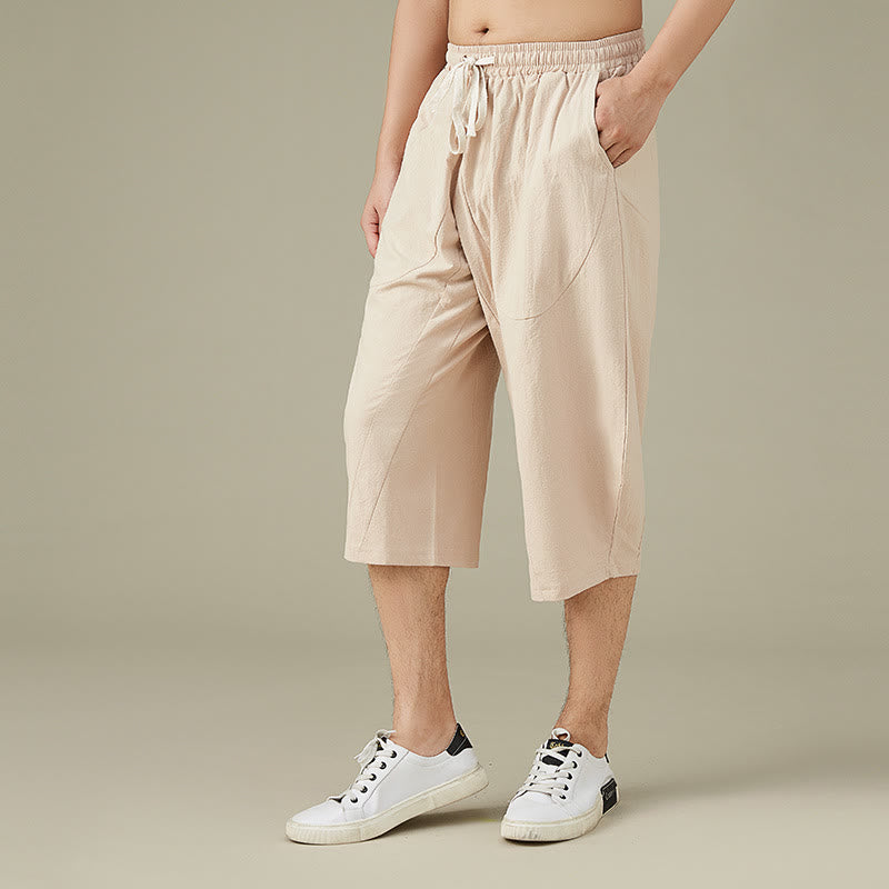 Spodnie męskie Buddha Stones Casual Solid Color z prostymi nogawkami i kieszeniami Leisure Cotton Men's Pants - image 10