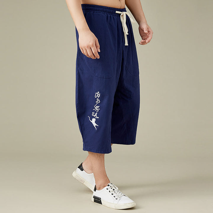 Spodnie męskie Buddha Stones Casual Solid Color z prostymi nogawkami i kieszeniami Leisure Cotton Men's Pants - image 13