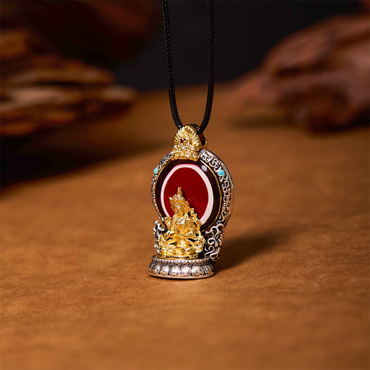 Buddha Stones Tybetańskie Awalokiteśwara Dzi Koralik Wzór Miedziany Czystość Uzdrawiający Naszyjnik Wisiorek