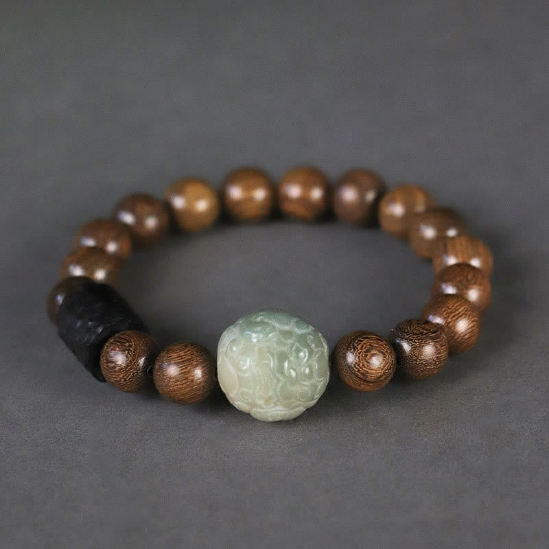 Buddha Stones Sandałowe Bodhi Nasiona PiXiu Hebanowe Koraliki Bransoletka Lecznicza
