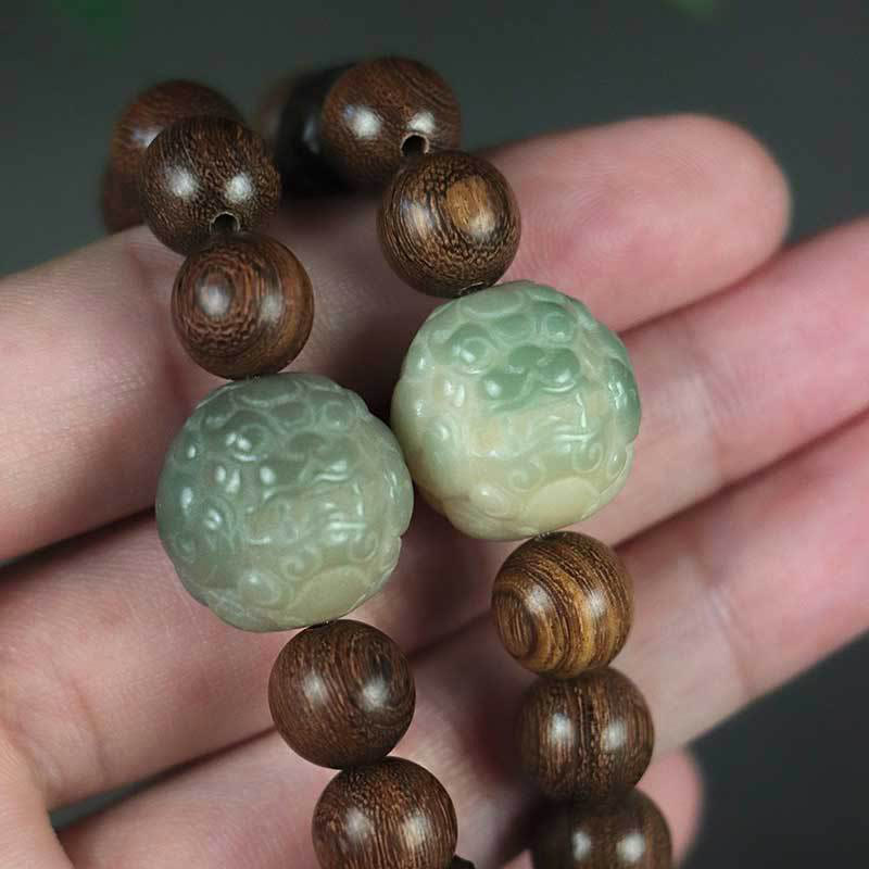 Buddha Stones Sandałowe Bodhi Nasiona PiXiu Hebanowe Koraliki Bransoletka Lecznicza
