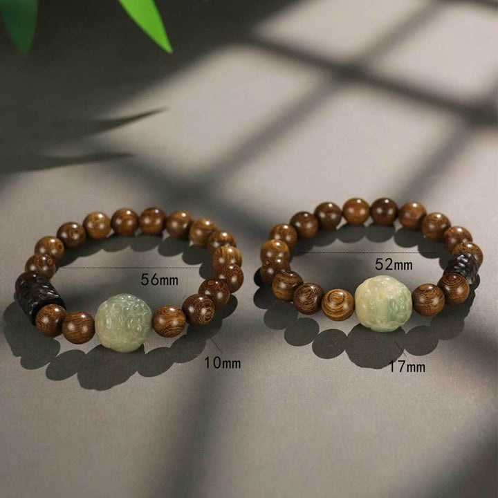 Buddha Stones Sandałowe Bodhi Nasiona PiXiu Hebanowe Koraliki Bransoletka Lecznicza