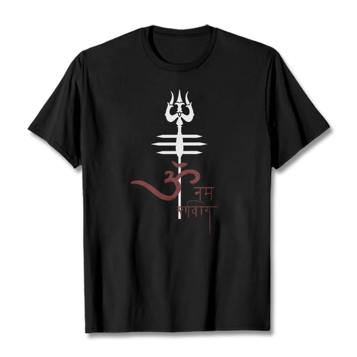 Buddha Stones OM NAMAH SHIVAYA Trójząb bawełniany T-shirt - Czarny - 2XL - image 2
