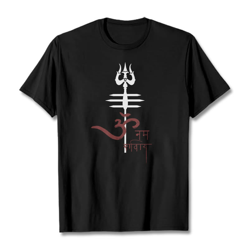 Buddha Stones OM NAMAH SHIVAYA Trójząb bawełniany T-shirt - Czarny - 2XL - image 3