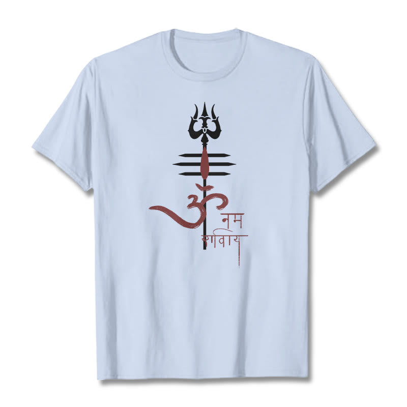 Buddha Stones OM NAMAH SHIVAYA Trójząb bawełniany T-shirt - Jasnoniebieski - 2XL - image 6